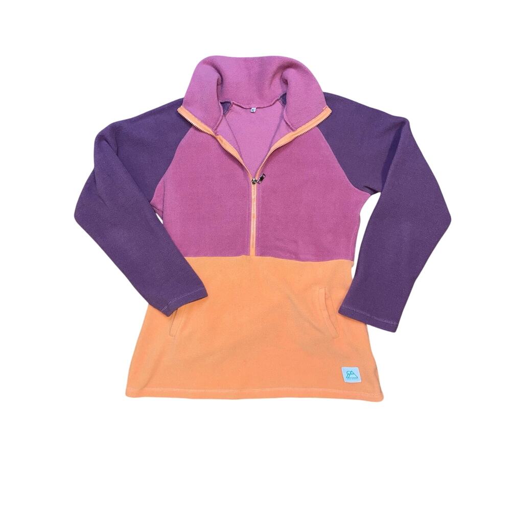 Wild Woods WomenColor Block Half Zip Fleece Pullover Pink Orange Purple Size M